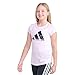 adidas Girls’ Short Sleeve Logo Graphic T-Shirt – Soft Cotton or Cotton Blend Jersey Tee, Ribbed Crewneck, MED Pink, M