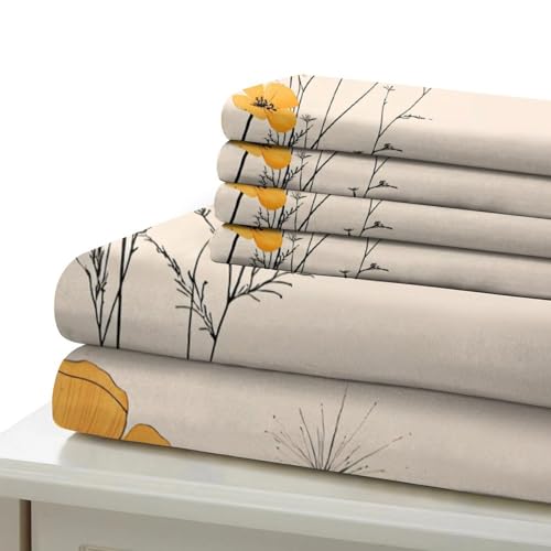 Linge de lit imprimé fleurs sauvages housse couette microfibre douce - 7