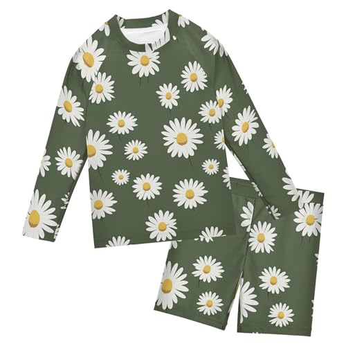 Daisy Flower Flowers Baby Boys' Toddler Long Sleeved Rashguard Swim Bathing Suit Set B0402974