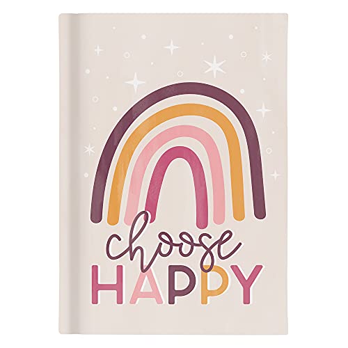Choose Happy Classic White 5.75 x 4.25 Faux Leather Composition Notebook Cover