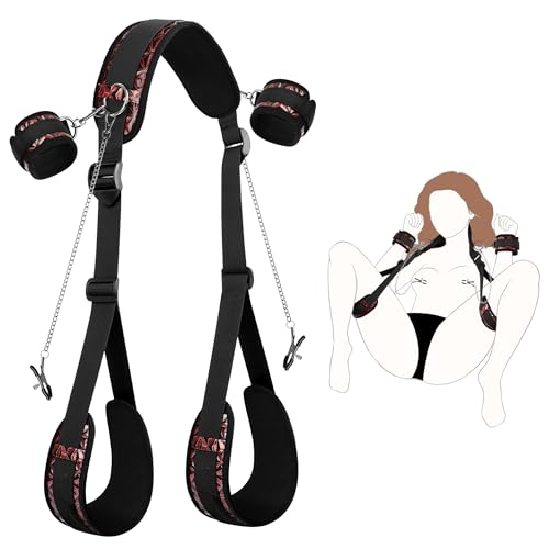 Sex Spielzeug für Die Paare Extrem Hart BDSM Bondage - Offenes Bein Fesseln Handschellen für Sexspiele, Sex Toys Bondageset Fessel Set Anfänger (Zubehör Upgrade)