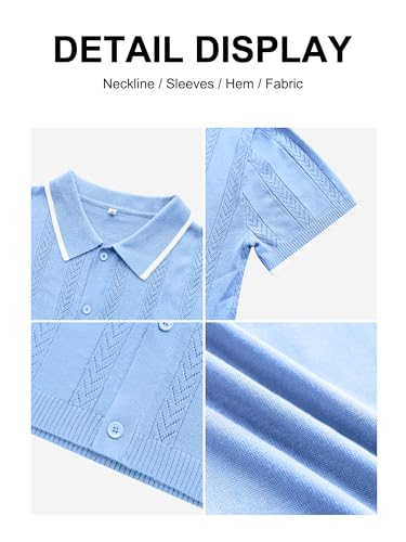 RQP Men's Casual Button Down Shirt Short Sleeve Vintage Clothes Knit Polo Shirts Summer Beach Shirts2