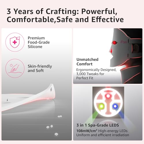 Image of IFAE Red Light Therapy Mask for Face and Neck with 396 LEDs | 850nm Near Infrared (NIR), 7 Mode Portable LED Face Mask for True Anti-Wrinkles Skincare at Home