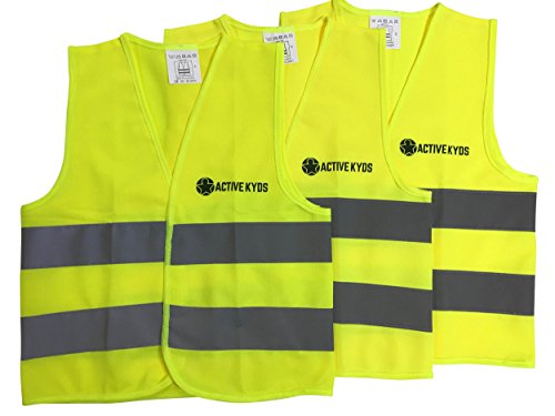 Active Kyds 3-Pack High Visibility Kids Safety Vest for Construction Costume, Biking