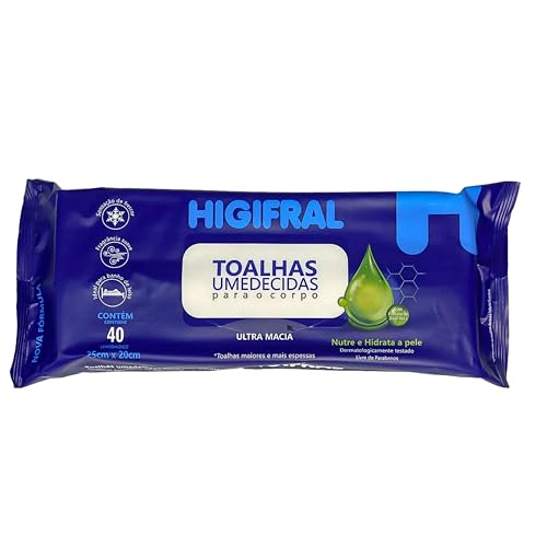 Toalha Umedecida Para Adulto Higifral 40 unidades 25X20cm