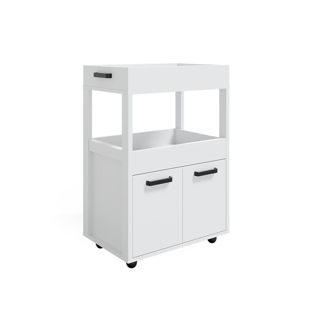 Vicco Rollcontainer Simon, Weiß, 60 x 88.7 cm, mit Rollen und Ablagefläche für Kleingeräte