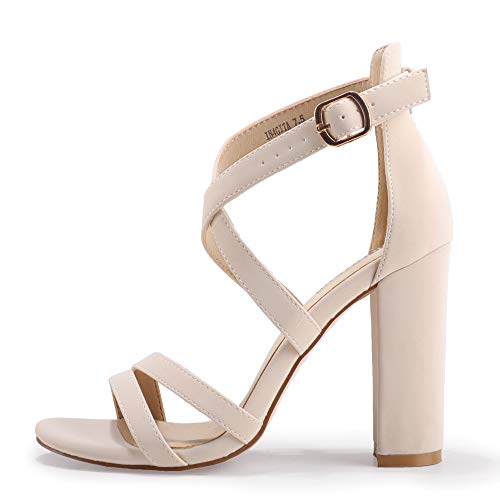 IDIFU Women's Chunky High Heel Sandal Strappy Open Toe Ankle Strap Dress Shoes for Women Bridesmaid Ladies in Wedding Bridal Evening Homecoming Prom2