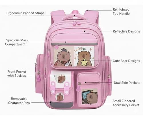 Image of Girls School Backpack Cute Pink Pastel Gradient Bag with Multiple Compartments Lightweight Durable Bookbag for Kids Students (purple bag)