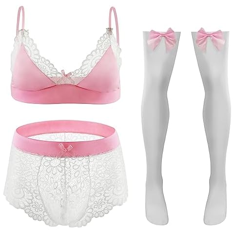 FEOYA Men's Lace Floral Underwear Set Cover