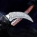 THE CUTS Damascus steel Handmade hunting Knife, Survival claw Tactical teeth Knife Double edged sharp, Fixed Blade Knife With Sheath, Curved knife