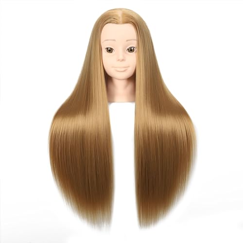 mannequin head with synthetic fiber hair - straight 2834 doll head for cosmetology amp hairdresser 27 blonde