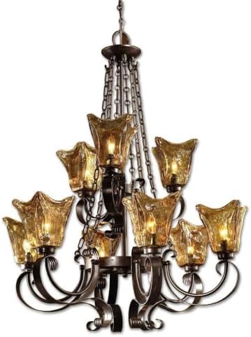 Uttermost Vetraio Chandelier 9 Light Metal/Brass/Glass -Traditional Installation