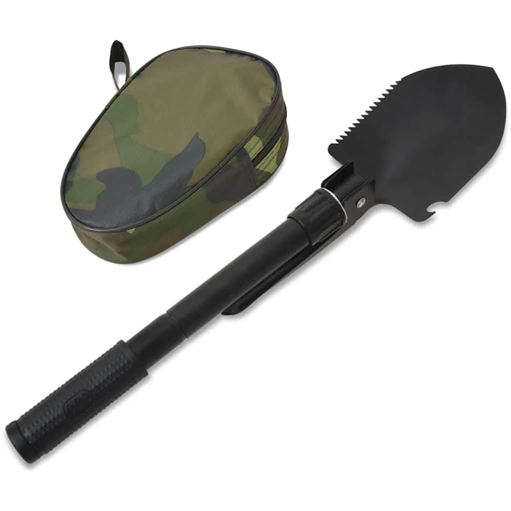 Mangloder Klappspaten Karbonstahl Schwarz Schaufel Spaten Kelle Schippe Klapp Stech Pflanz Werkzeug für Camping, Garten, Graben, Erde, Sand, Wurzel und Unkraut, mit Hülle und Kompass am Griff
