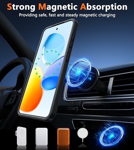Image of FNTCASE for Samsung Galaxy S25-Plus Case: for S24 Plus Magnetic Translucent Matte Shockproof Slim Cell Phone Cover - Military Grade Drop Proof Hard Back Anti-Fingerprint Protective - Black