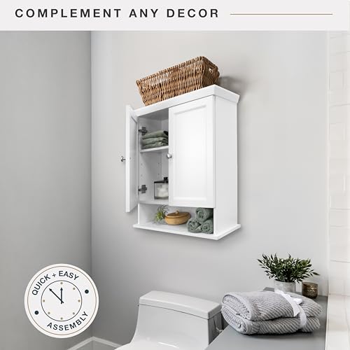 MCS 23x26 White Medicine Cabinet Organizer, Wall Mounted Bathroom Cabinet for Over-The-Toilet Storage, Bathroom Furniture & Restroom Organizer by MCS - Image 2