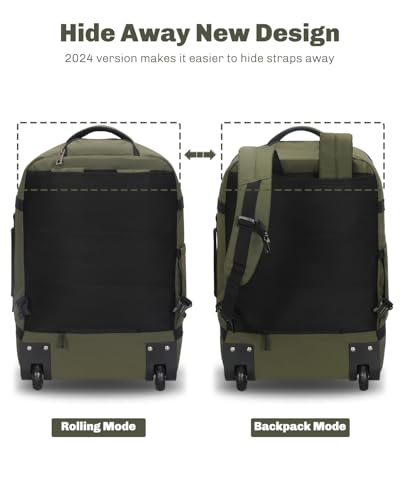 Hynes Eagle Rolling Backpack Luggage 21'' Backpack with Wheels Flight Approved Wheeled Backpack Carry on Travel Backpack for Women Men 42L image 7
