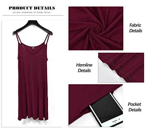 Image of MISFAY Women's Summer Spaghetti Strap Casual Beach Cover Up Dress with Pockets