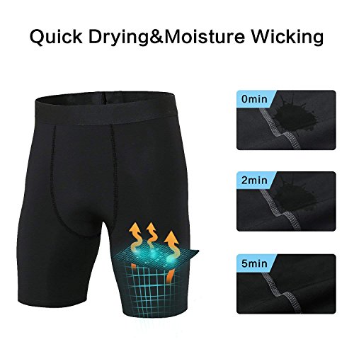 Niksa 3 Pack Compression Shorts Men Quick Dry Black Performance Athletic Shorts-XL - Thumbnail 7