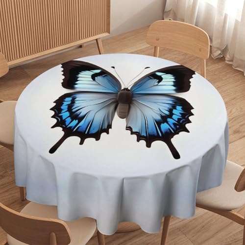 Nappe ronde papillon bleu lavable et résistante en polyester - 5