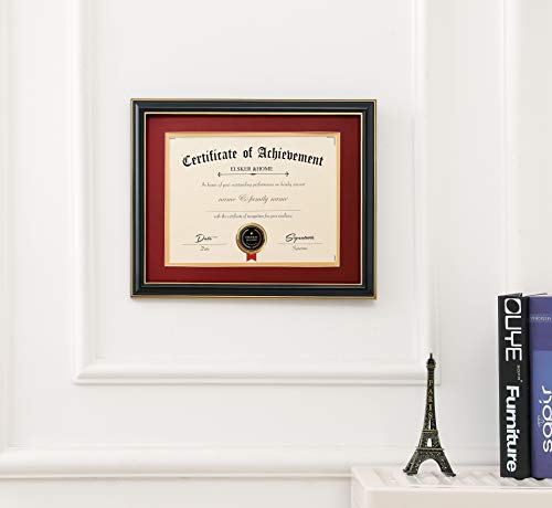 Image of ELSKER&HOME 8.5x11 Diploma Frame with Red Mat,Real Wood Black