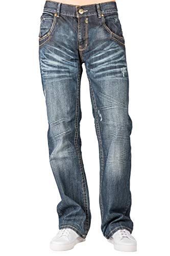 Level 7 Men's Relaxed Bootcut & Relaxed Straight Leg Denim Distressed Jeans with Zipper Pocket