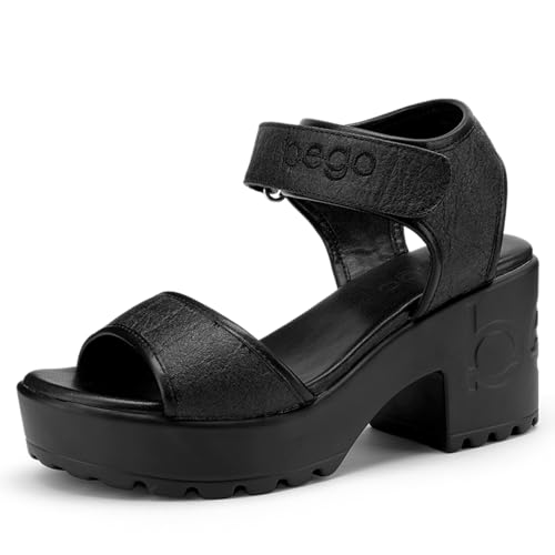 bego Women's Wedge Heel Platform Sandals Ankle Strap Open Toe Sandals Pineapple leather Vegan Heels Shoes