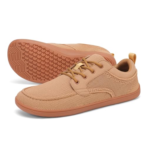 Byrkos Men's Barefoot Shoes Wide Toe Box Minimalist Shoes for Men Zero Drop Sole Non Slip Walking Running Sneakers Brown 11