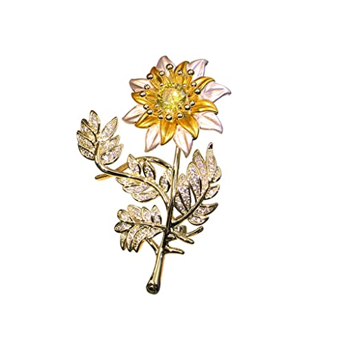 Broche fleur de tournesol créative en métal doré pour costume et manteau d'hiver