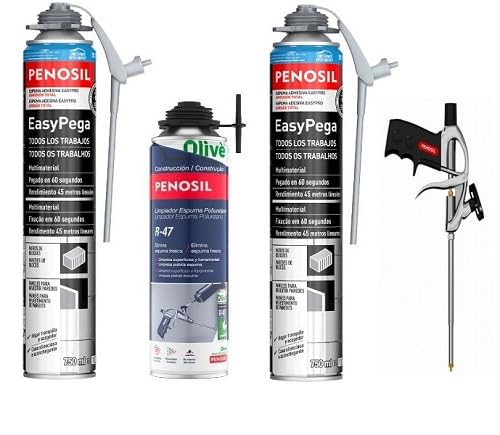 Kit Penosil mousse EasyPega polyuréthane avec nettoyant et pistolet de chantier