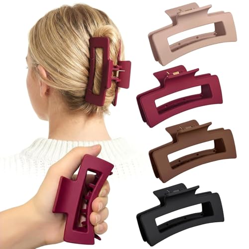 Image of 4 PCS Soft Claw Clips,Silicone Hair Clips,Flexible Claw Clip for Women,Non-Slip Strong Hold, Cloud Claw Clips,Large Bendable Cozy Hair Clip for Thin /Thick /Curly Hair
