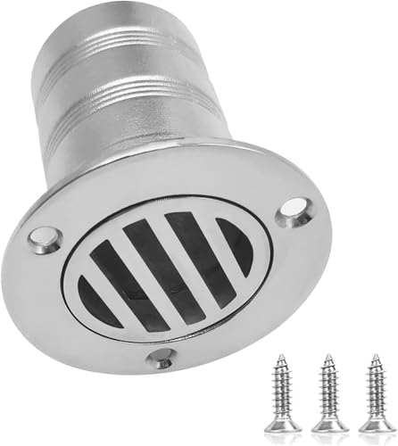 YANYUCB Boat Deck Floor Drain Fittings,Marine Grade 316 Stainless Steel Deck Drain Fittings,Thru Hull Deck Drain Scupper Pipe with Screws,for Boat,Yachts Drainage Systems (Straight - 2 Inch)