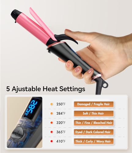 CIVEYA Mini Ferro de Ondulação Tamanho de Viagem com 5 Configurações de Calor Ajustáveis, Ferro de O