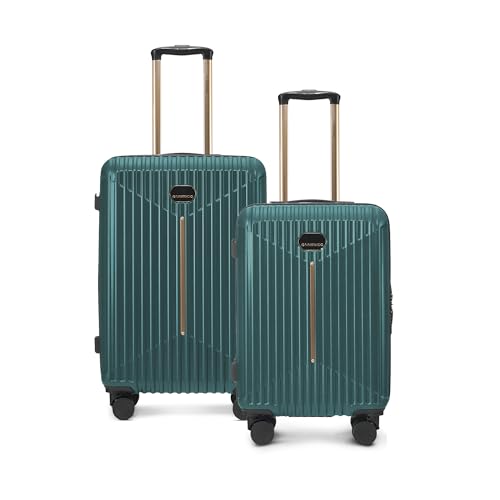 Image of Midnight Voyager Set of 2 Trolley Bags, Cabin 57cm and Medium 67.5cm, Polycarbonate Hard Shell Luggage with Laptop Access, 360 Spinner Wheels, Lightweight Travel Suitcase, Moss Green