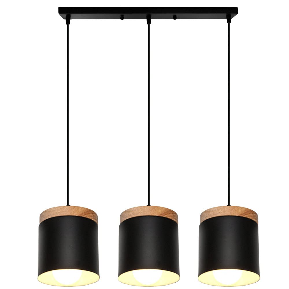 Luminaire rustique à 3 lumières : lampe suspendue triple pour éclairage îlot de cuisine