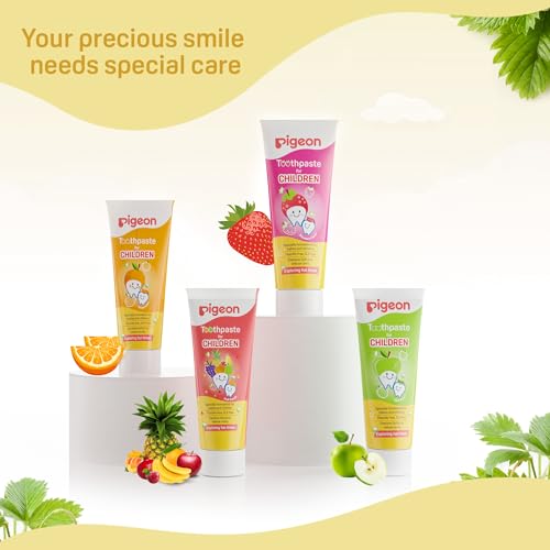 Image of Pigeon Strawberry & Orange Toothpaste for Babies & Kids 45 g (Pack of 2) | Fluoride & SLS Free | Colour & Paraben Free | pH-Balanced Gentle Oral Care