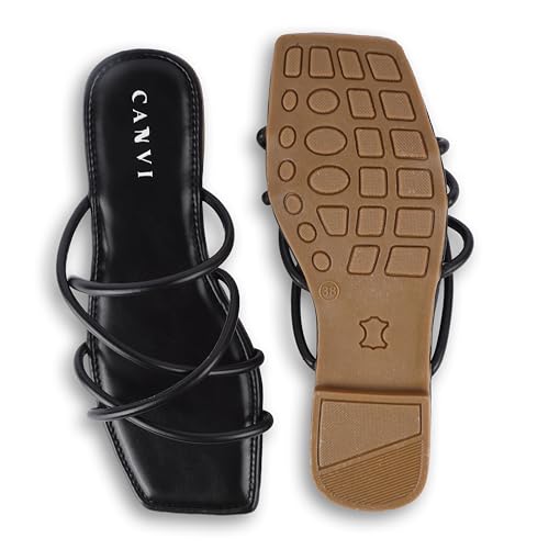 Image of CANVI Stylish | Fancy | Comfortable Slide Sandals Slip On Flat Flip Flop Thong Sandals Casual Sandals Ethnic Flats Sandals for Women and Girl