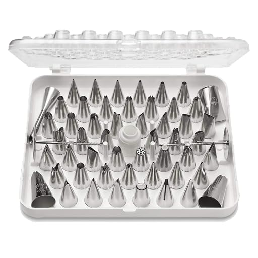 Cake decorating and piping tips nozzle set of 52 pcs made of 304 stainless steel with storage box, Heavy Duty Commercial-grade