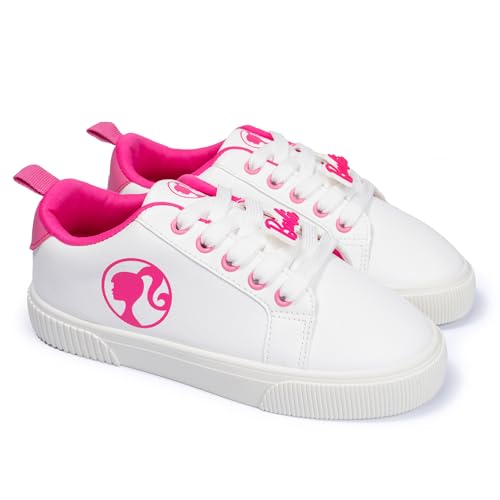 Barbie Toddler Girls Sneakers Cute Pink and White Tennis Shoes for Kids Lightweight Lace Up Casual Sneakers for Girls Comfortable Fashion Shoes for Toddler and Little Kids