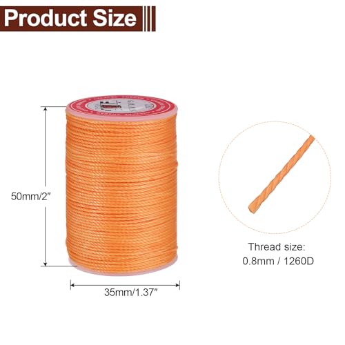 Hilo encerado para coser cuero 0.8 mm 55 m naranja miniatura 2