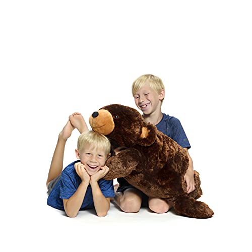 Extra Large Stuffed Teddy Bear Hugging Toy Giant Sleeping Plush Body Pillow for Kids Adults Ideal for Bedroom Bed Valentineâ€™s Day Christmas Gift 35 by 15 Inches Big Brown Fluffy and Soft for Boys Girl