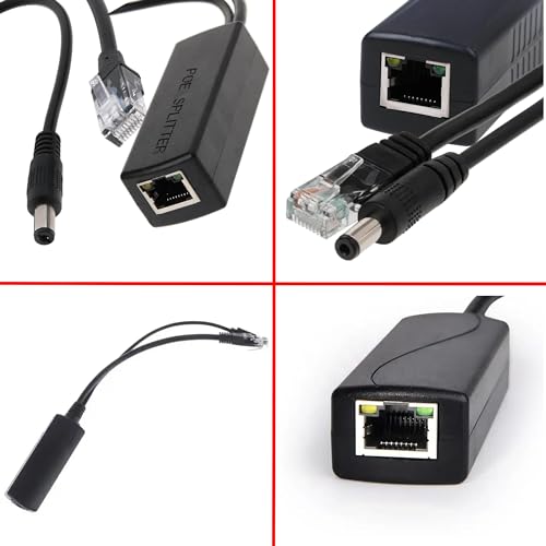 Image of 2-Pack POE Adapter Splitter Active 48V to 12V Compatible with POE Devices PoE Switches IP-Camera IP-Phone, Black