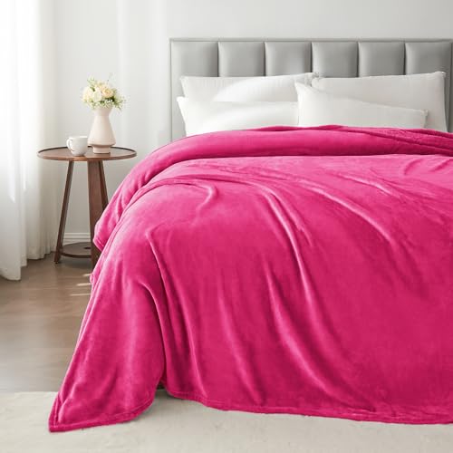 Image of BEDELITE Fleece Blanket King Size Blankets for Bed, Luxury Plush Cozy Fuzzy Blanket 108x90 inches, Super Soft Warm Lightweight Throw Blanket All Seasons Suitable, Hot Pink