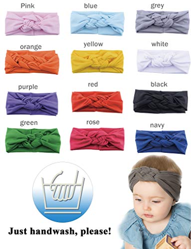 Jiaqee 12Pcs Baby Headbands Nylon Infant Headbands For Baby Girls Baby Head Wrap Baby Headbands Turban Knotted #TOP2