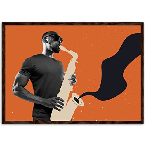Décoration murale musicale en bois foncé 50x70 cm pour salon