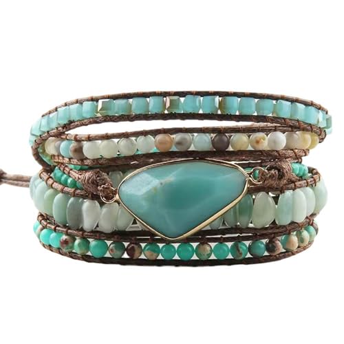 Image of Boho Wrap Bracelet for Women, Handmade Natural Imperial Jasper Multi-Layer Stone Beaded Bracelet, Bohemian Healing Crystal Stone Jewelry Gifts