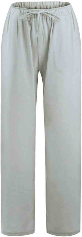 Women's Casual Drawstring Wide-Leg Long Pants Summer Plus Size Casual Palazzo Pant Comfy Lounge Joggers Trousers3