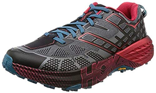HOKA ONE ONE Speedgoat 2 Trail Running Shoes - Men's Black/True Red 10