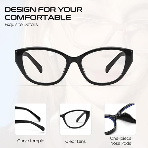Image of SODQW Trendy Blue Light Blocking Glasses for Women Square Frame Reduce Eyestrain Computer Glasses