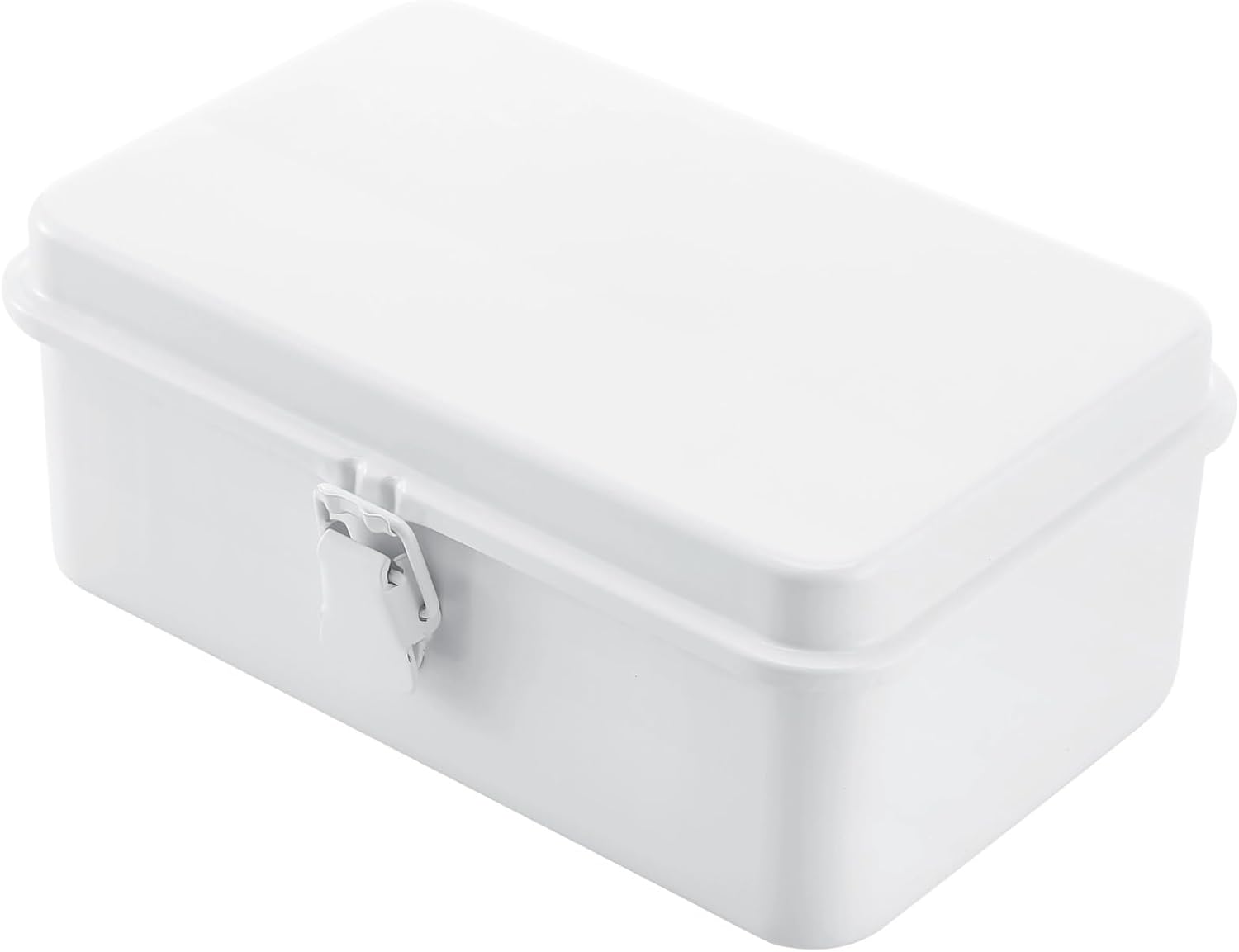 Rectangular Empty Hinged Metal Tool Box, Steel Storage Box with Hinged Lid, Metal Storage Organizer for Pens, Stationary, Office Supplies, Metal Container for Scrapbook Stamps, Pegs