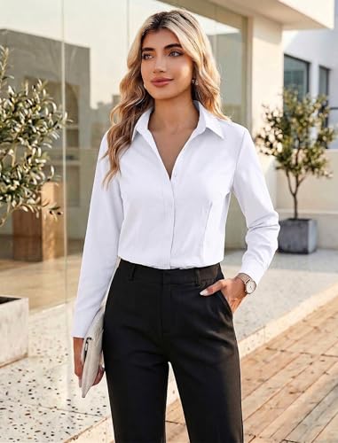 Image of Zeagoo Women's Wrinkle Free Button Down Shirts Long Sleeve Dress Shirts Collared Business Casual Blouses Tops XS-3XL